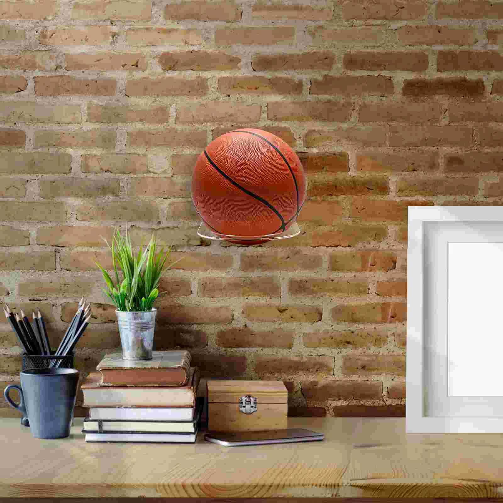 

2 Sets Basketball Stand Sports Rack Volleyball Balls Soccer Holder Acrylic Displaying Wall Mount