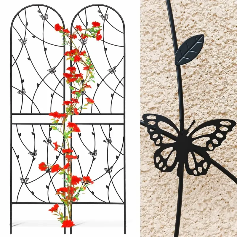 Iron Outdoor Balcony Flower Rack Fence Courtyard Garden Climbing Trellis for Rose Clematis Fencing Trellis & Gates