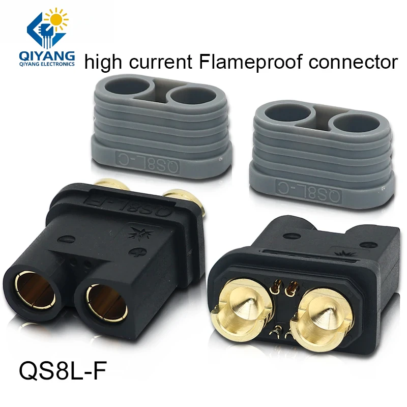 QS8L 130A Ultra-High Power Flameproof Connector Gold-Plated Brass UL94-V0 for Heavy-Duty EV/Hyperchargers/Industrial Robotics