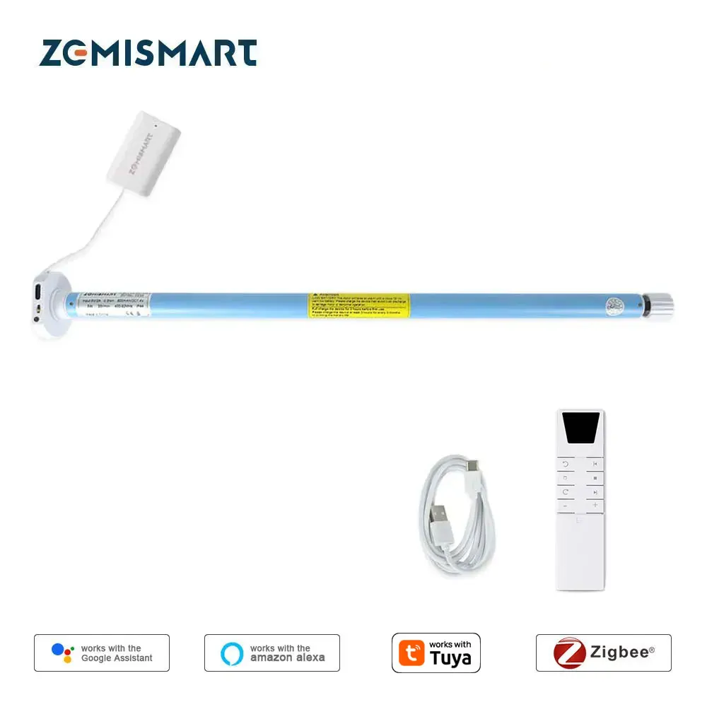 Zemismart Zigbee Roller Shade Blinds Motor for 17 25 28mm Tube Smart Electric Curtain Engine Works with Tuya Alexa Google Home