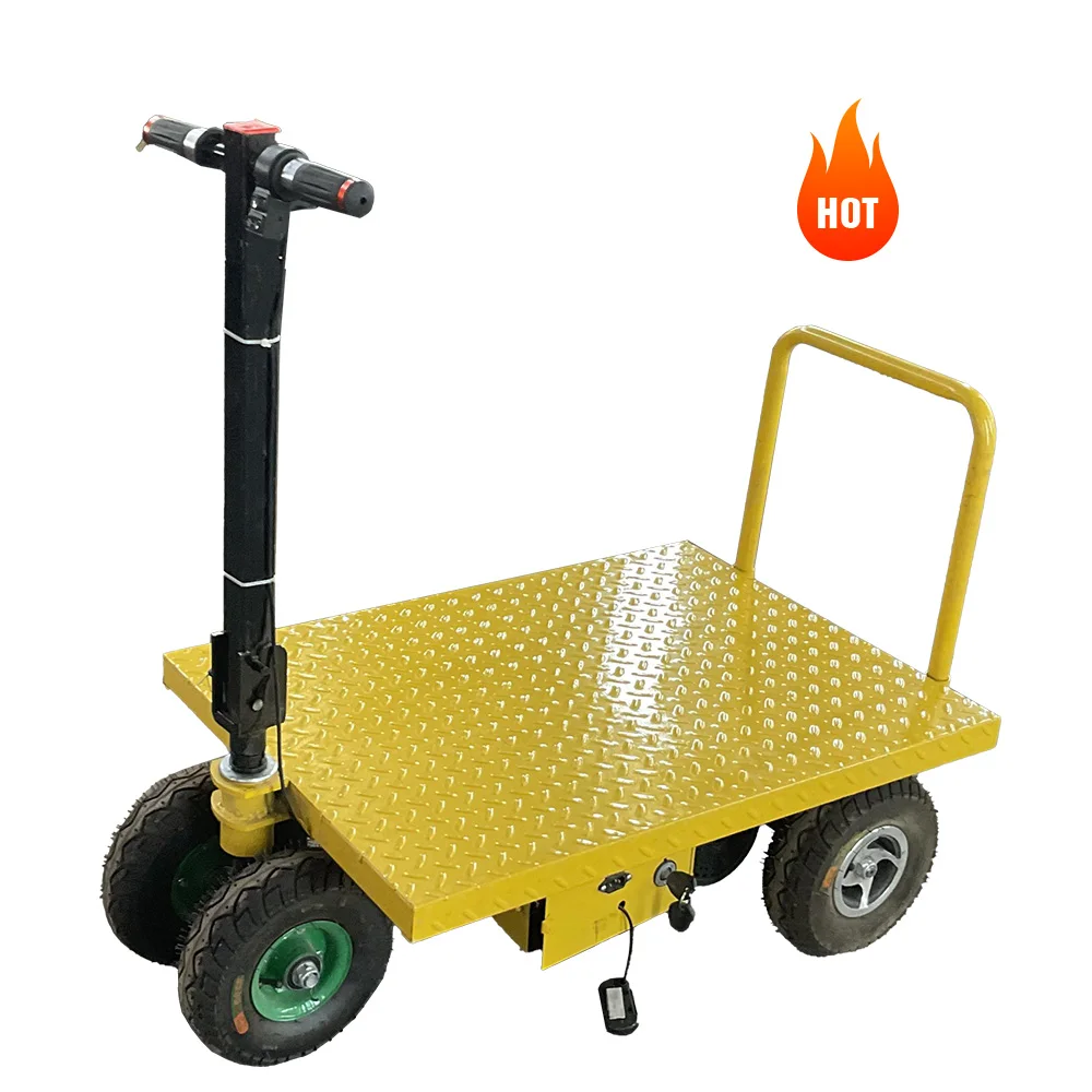 800w Battery Power Electric Folding Cart Max Loading 300kg Cargo Brick Small Flatbed Work Trolley