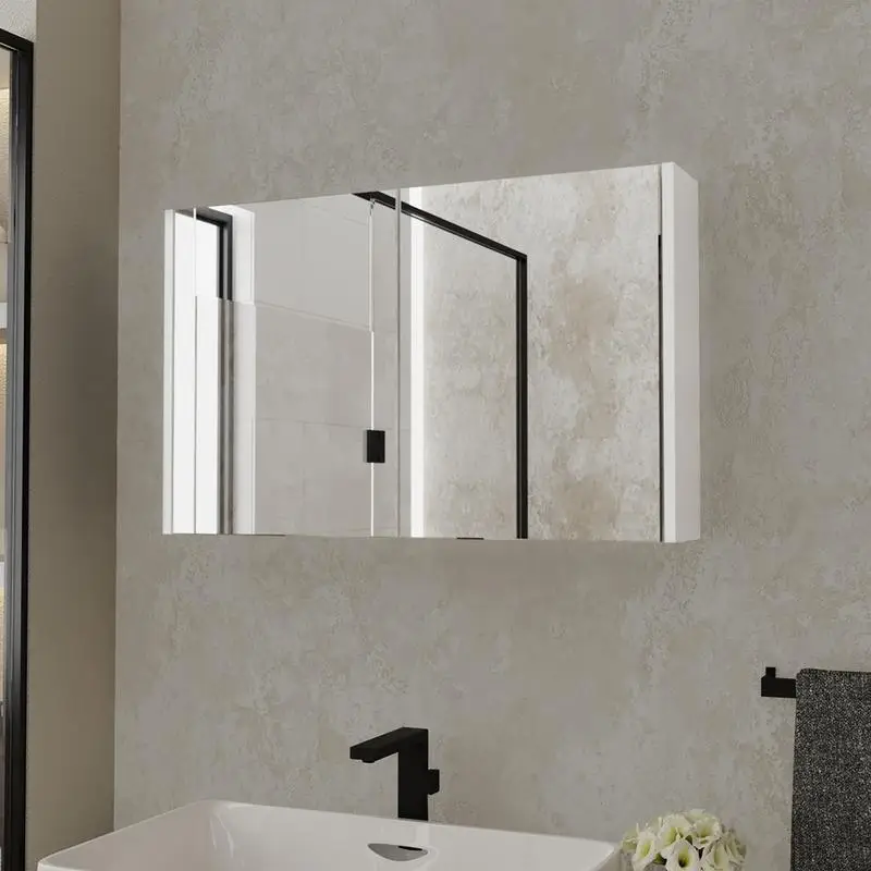 

White Medicine Cabinet for Bathroom in Mansfield - Stylish and Functional Wall-Mount Storage Solution with Mirror and