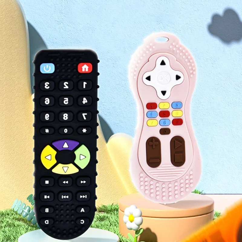 Silicone Baby Teether TV Remote Control Shape Teether Pain Relief Teething Toy Kids Sensory Educational Toy