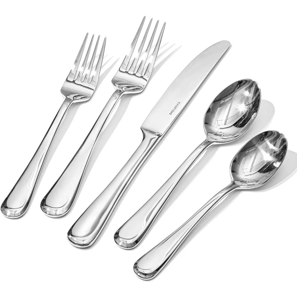 

60-Piece Stainless Steel Silverware Set for 12, Heavy Duty Modern Design Cutlery