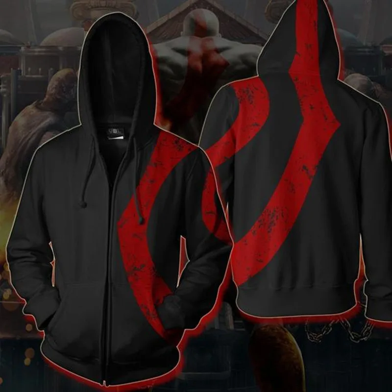 Game God of War Hoodies Kratos Pullover Cosplay Ares Cosplay Hooded Zeus 3D Printing Hoody Sweatshirt Zipper Jacket Clothes Coat