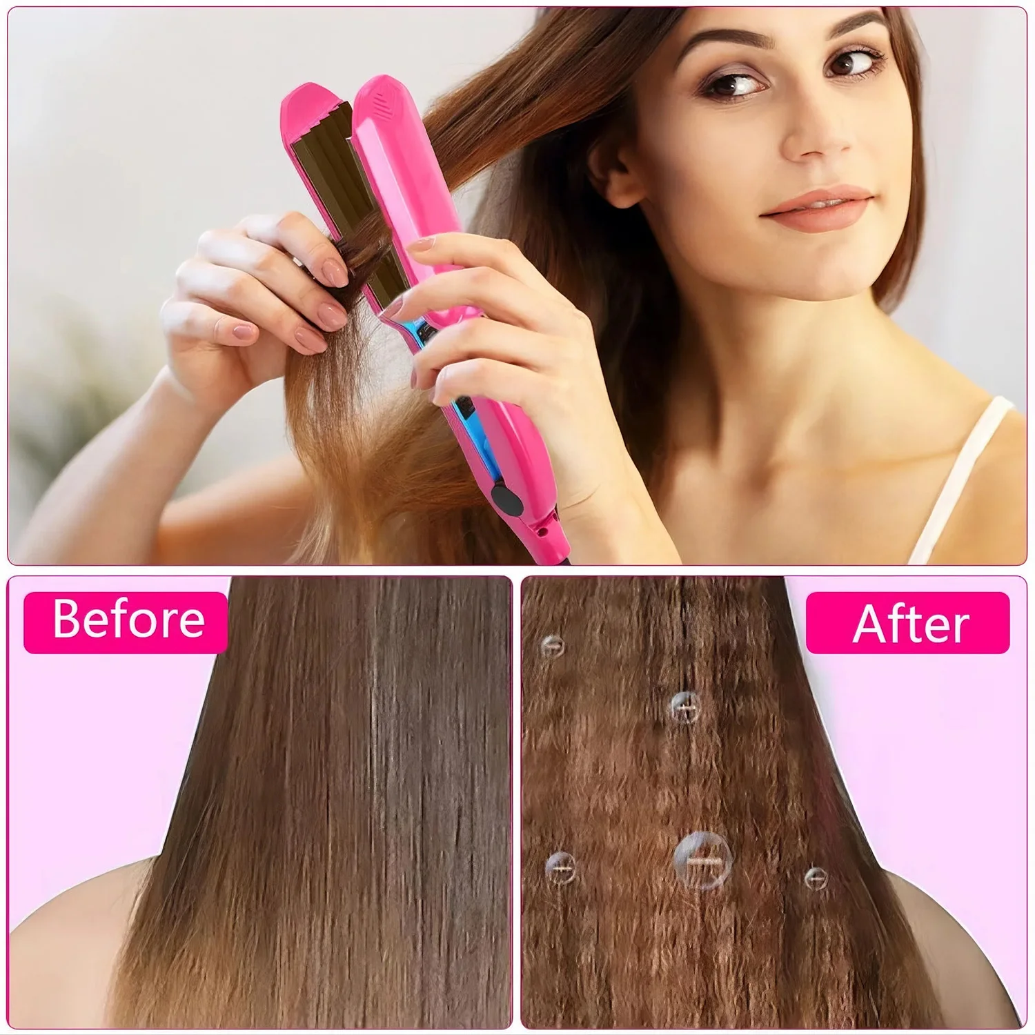 ヘアクリンピングアイロン-セラミッククリンパー-女性用-30秒急速加熱-ボリュームアップヘアアイロン-ふんわりヘアスタイルスタイリングツール