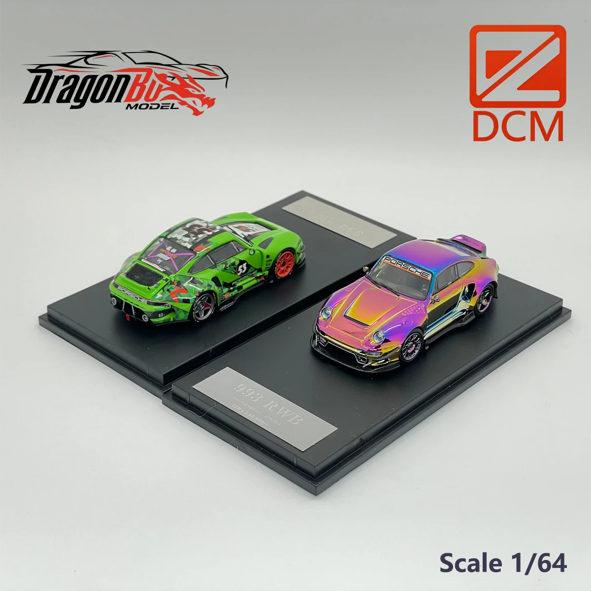 D.Bo Model & DCM 1:64 Alloy Diecast RWB 993 964 Chrome Chameleon Camo Green Collectible Model Car In Stock Ready To Ship - view 6