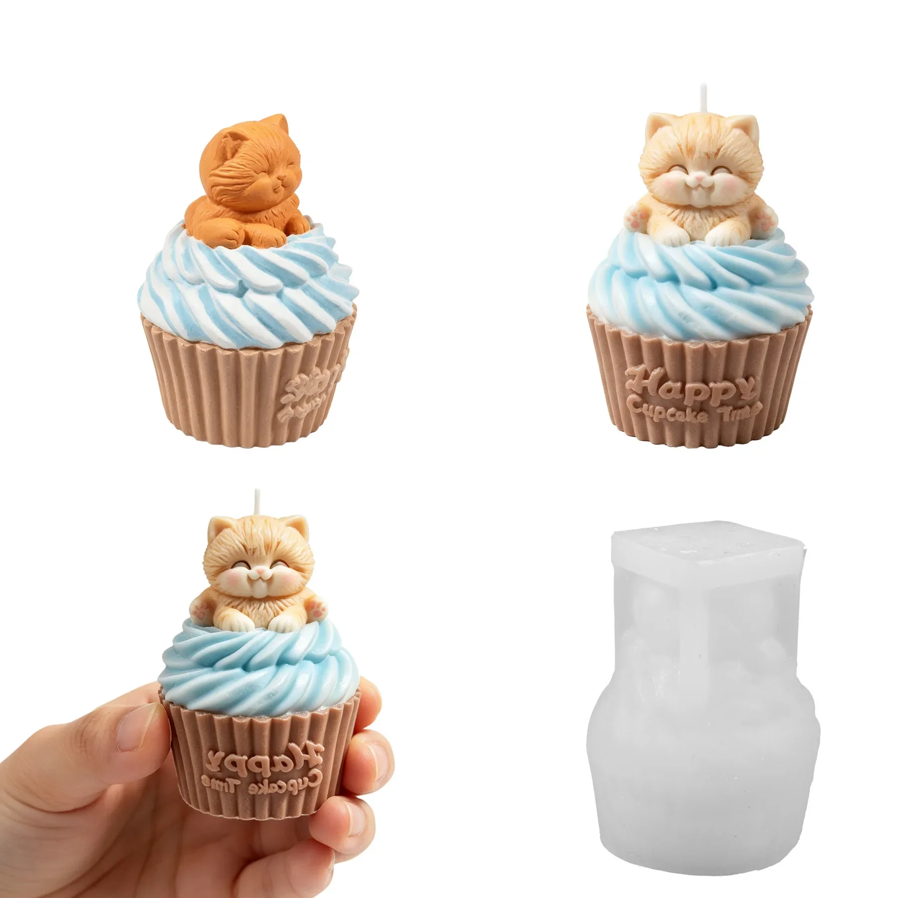 1/2 piezas Molde de silicona premium con forma de gato 2026 para cupcakes, chocolate, velas, aromaterapia, yeso, helados, figuras y manualidades de resina DIY