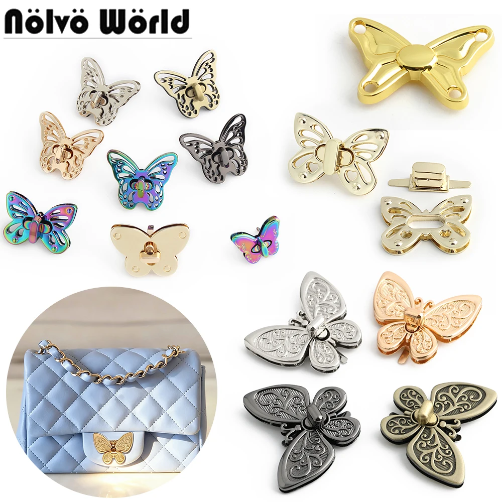 5/15/30Sets 52x36mm,54x48mm Butterfly Metal Bag Lock Buckle For Shoulder Purse Turn Twist Closure Locks Luggage DIY Accessories
