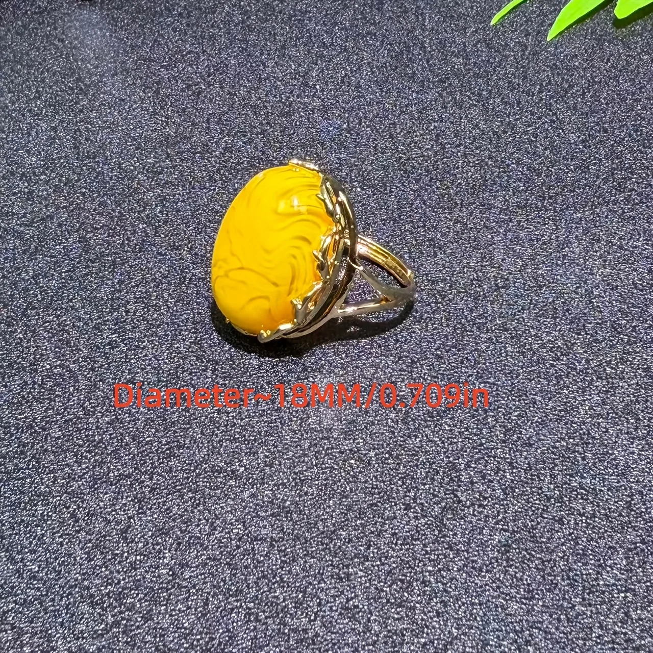 Amber Beeswax Ring Ladies Vintage Rose Gold Personality Exaggerated Opening Adjustable Ladies Ring