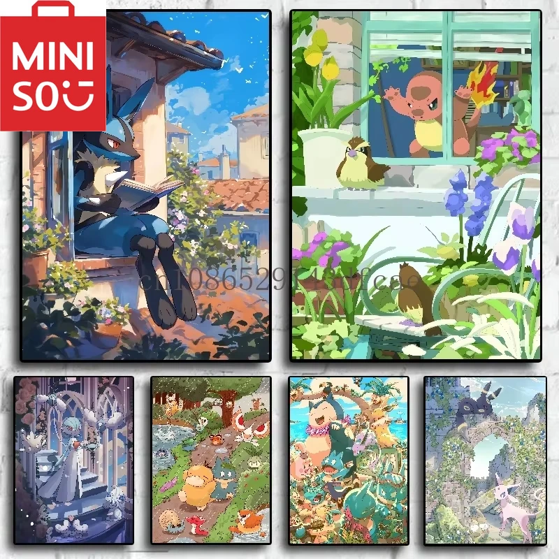 MINISO الماس اللوحة أنيمي البوكيمون قماش اللوحة Bulbasaur Charmander السنجاب المائية جدار ديكور فني للمنزل هدايا الاطفال #1