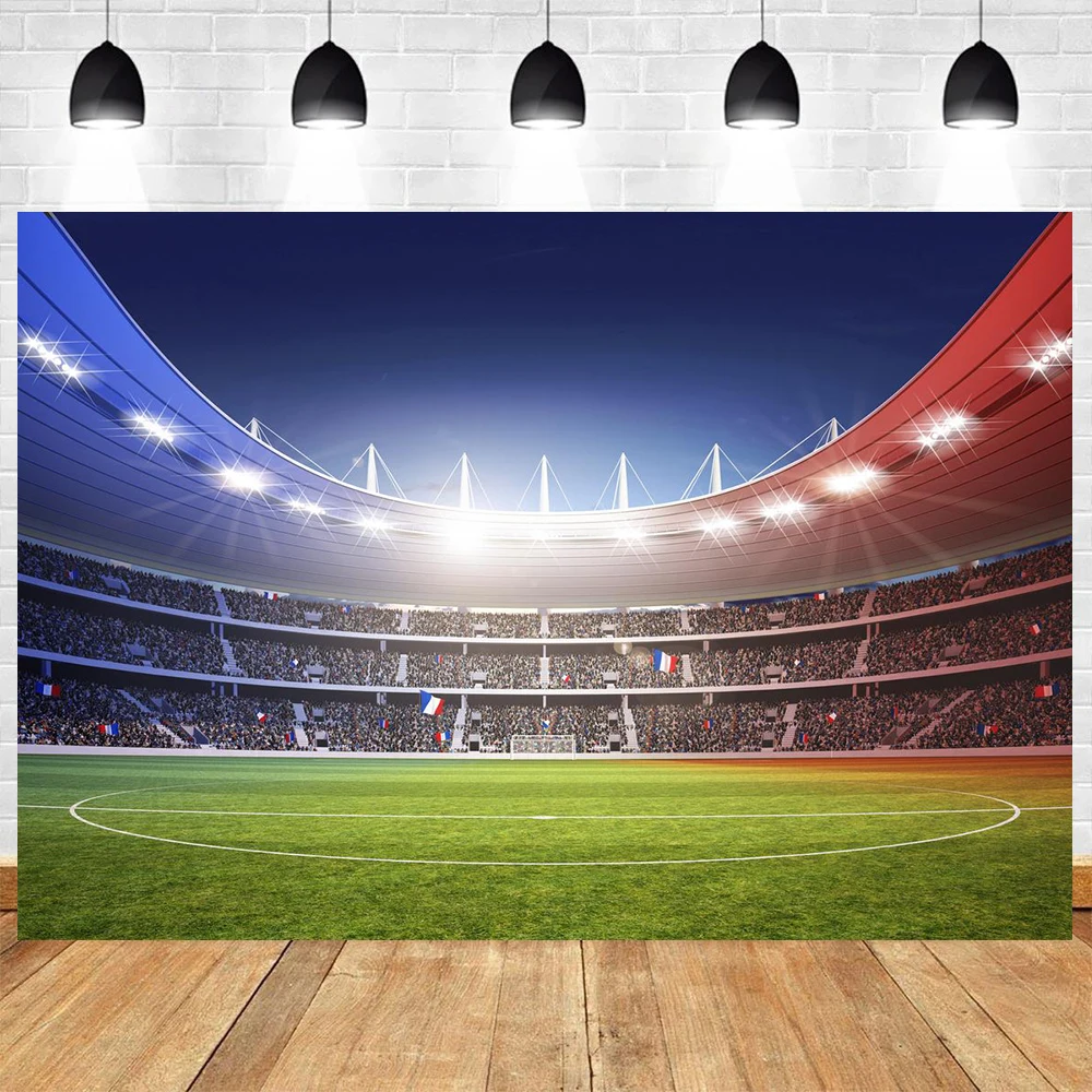 Boys Football Field Theme Art Blue-Green Birthday Party Baby Shower Photography Vinyl Background Children Room Decor Supplies