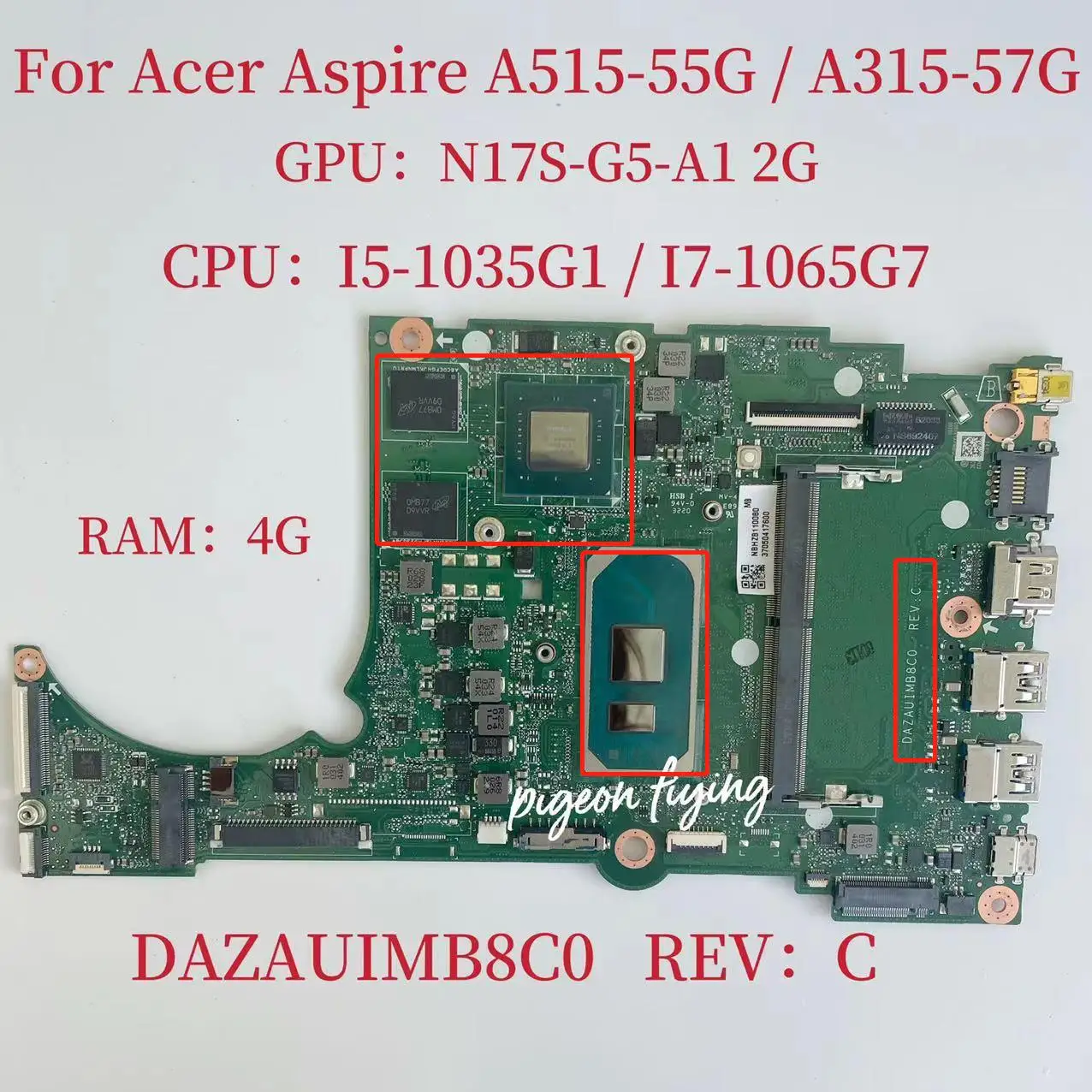 

for Acer Aspire A315-57 Laptop Motherboard CPU:I5-1035G1 SRGKG GPU:N17S-G3-A1 2G RAM:4G DAZAUIMB8C0 Mainboard 100% Test OK