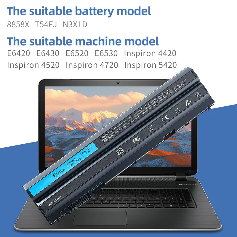 60WH T54FJ M5Y0X 8858X E6420 E5420 بطارية الكمبيوتر المحمول لديل خط العرض E5530 E6520 E6530 انسبايرون 4420 5425 7520 M421R N472 #6