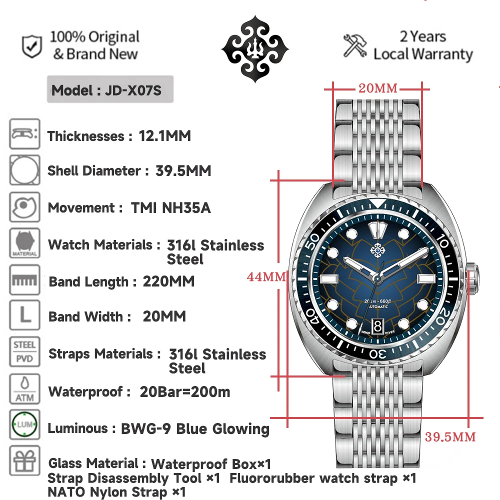 IXDAO IPOSE 2025 New Luxury Men's Automatic Mechanical Watch Luminous Dragon Scale Pattern Stainless Steel BWG-9 reloj hombre