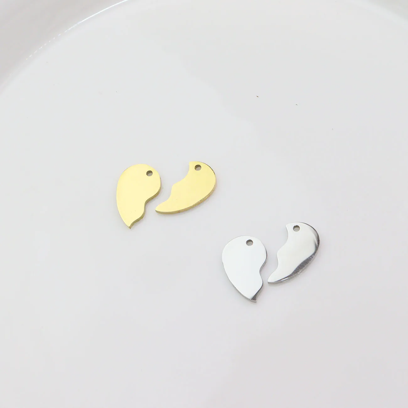 5 Sets Stainless Steel Mirror Polish Jewelry Heart Friends Charms Pendant DIY Handcraft Waterproof Antiallergic