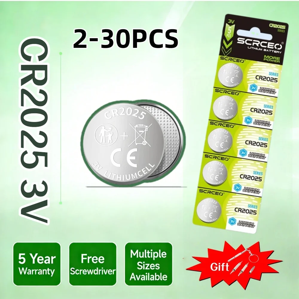 CR2025 3V Lithium Coin Cell Battery – Watch, Key Fob, Remote,Calculator,Toys – CR2025, DL2025, BR2025, LM2025, ECR2025