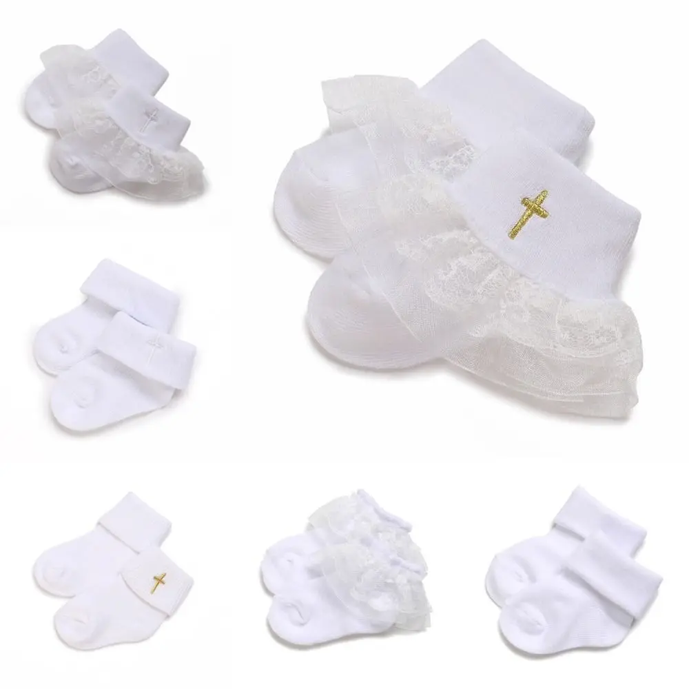 

Soft Cotton Lace Socks White Baptism Baby Socks 0-18 Month Breathable Photography Prop Sock Infant