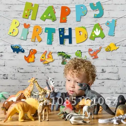 

Birthday Dinosaur Garland Banners Roar Dino Party Balloons Supplies Jungle Safari 1st Boy Kids Party Decorations Happy