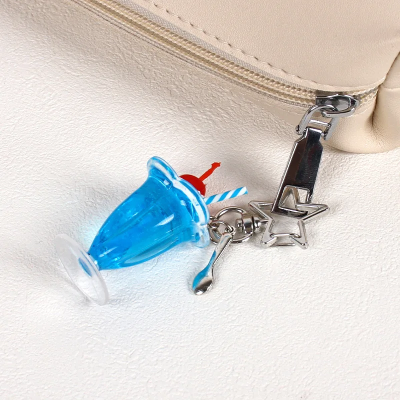 Simulation Ice Cream Star Keychain Creative Food Key Chains For Girl Cute Dessert Cup Bag Pendants Key Ring Jewelry Gift