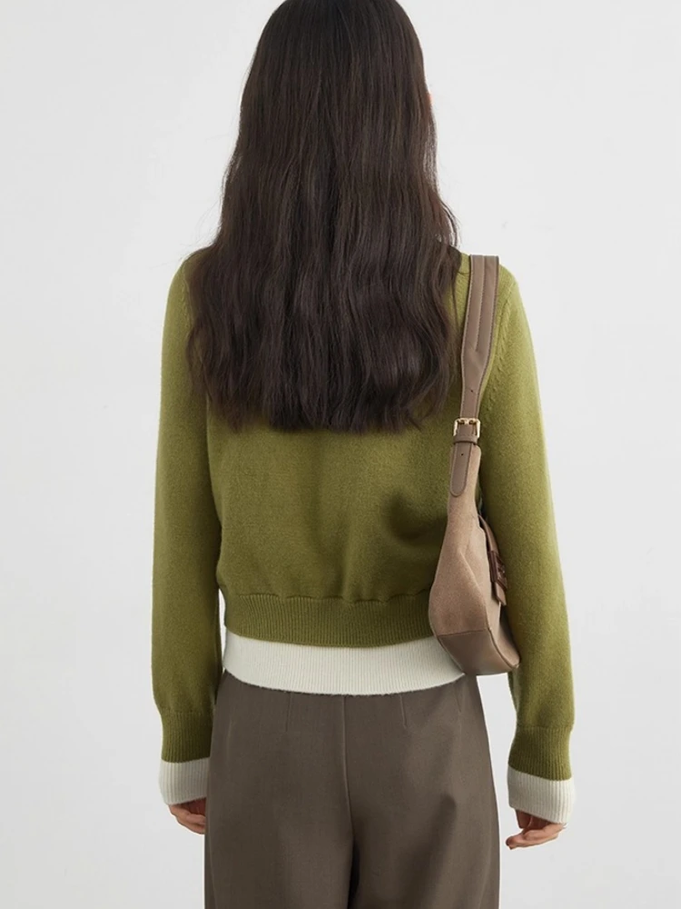 شيك فين سترة نسائية عادية الخامس الرقبة واحدة الصدر التباين الإناث محبوك البلوزات طويلة الأكمام لاعبا ربيع الخريف