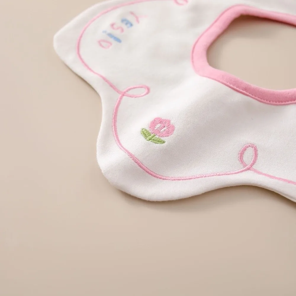 

3Pcs High Quality Cotton Bib Round Neck Cartoon Print Saliva Towels Waterproof Apron Infant Accessories