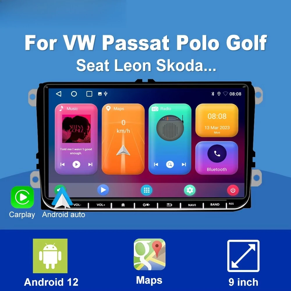 9 Inch Ips Screen 2 Din Car Dvd Gps Navigation RDS DSP 1G 16G 2G 32G Android 10.0 Car Multimedia Player Radio