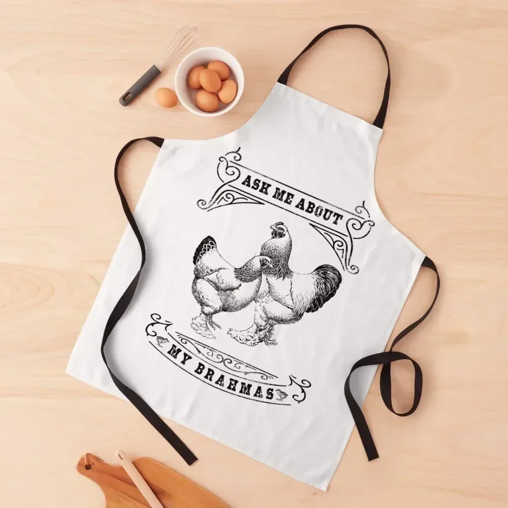 

Ask Me About My Brahmas Chicken Illustration Apron Sexy Waterproof work ladies Cute Kitchen Apron