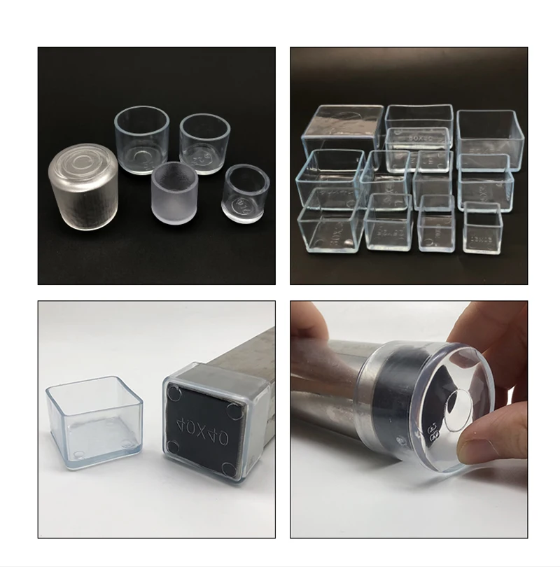 1-8Pcs PVC Chair Leg Socks Transparent Table Floor Feet Cover Protector Pads Furniture Square/round Pipe Hole Plugs Home Decor