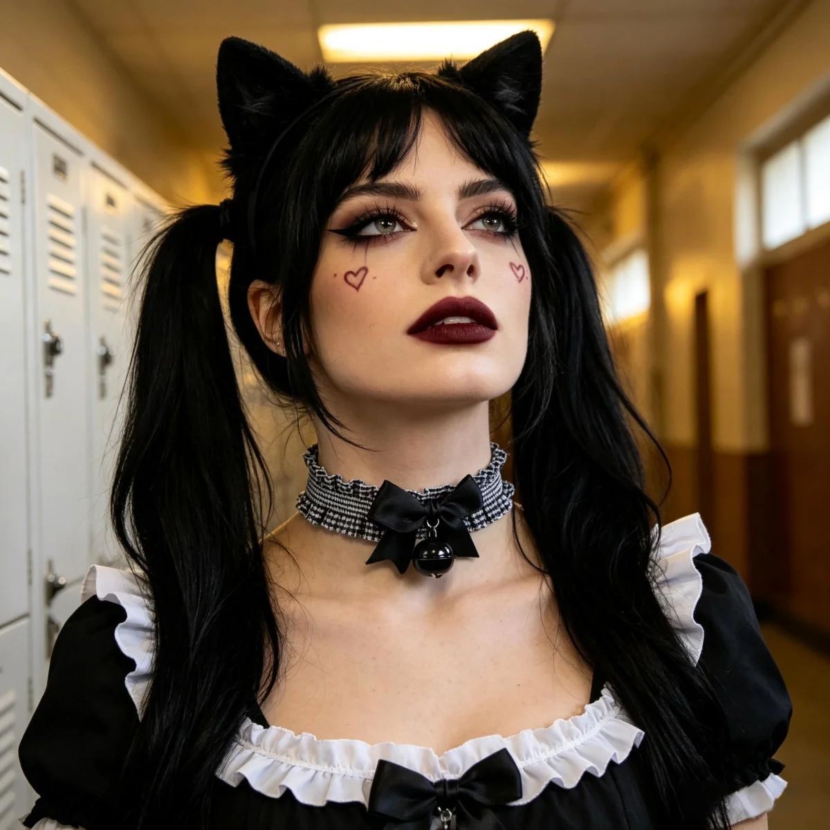 Gothic Lack Choker Necklace with Bell Bow-knot Necklaces Lolita Party Costume Chain Necklace for Women
