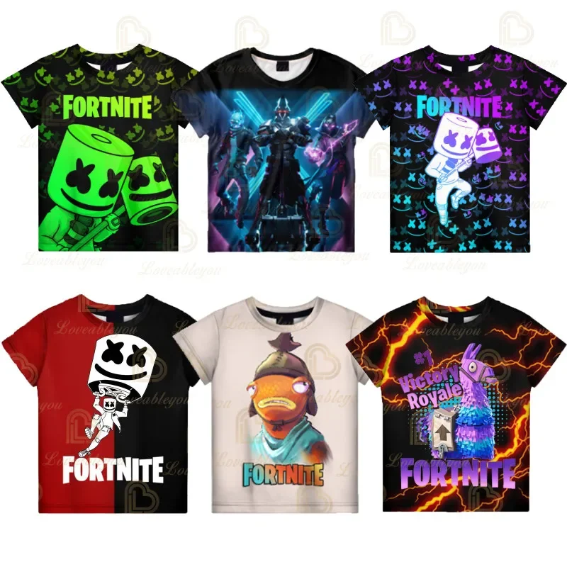 Battle Royale T-Shirt Fortnite T-Shirt Victory Cartoon Tops Teen Kleidung Kinder Held Game Fortress Night 3D Jungen Mädchen T-Shirt