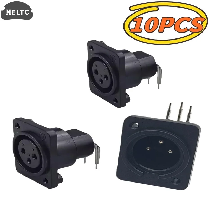 2/10Pc s32X26X25mm Male Plug Straight Terminal Panel Mounted Connector 3 Pin Female Jack Panel Mount Black XLR Connector
