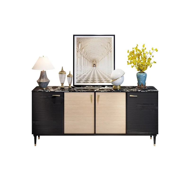 

Italian retro style home entrance cabinet, villa French living room, high-end solid wood locker, marble dining side cabinet