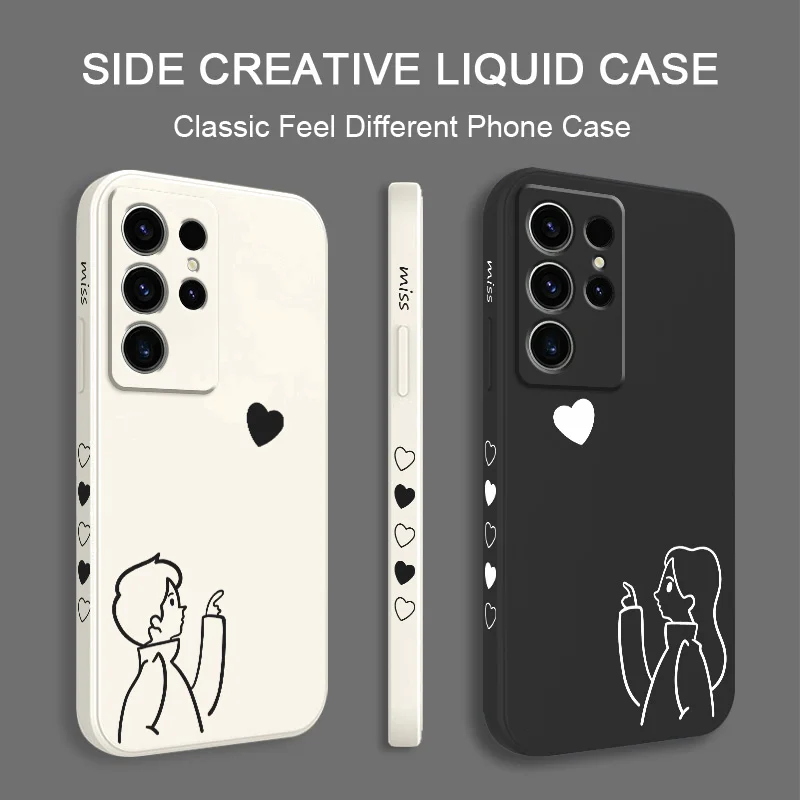 Loving Couple Phone Case For Samsung Galaxy S24 S23 S22 S21 S20 S10 S10E Ultra Plus FE Note 20 Ultra 10 Plus Cover