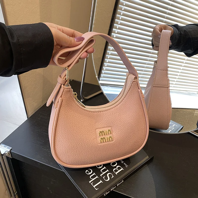 

Новинка 2023 года, женская сумка в форме полумесяца с личи, минималистичный кошелек через плечо с верхней ручкой, универсальная сумка через плечо, шикарная и портативная ​