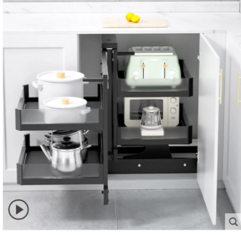 Full Pull Out Baskets Magic Corner Baskets with Soft Closing Slides Glass Hanging Baskets