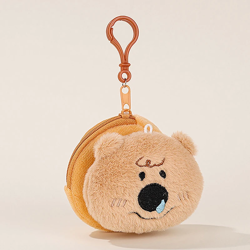 Cute Bear Doll Plush Bag Keychain Wallet Cartoon Coin Purse Zipper Change Purse Mini Wallet With Keychain Pendant Earphone Bag G