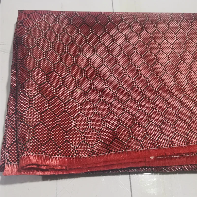 

3K 240gsm 2x2 Football Honeycomb pattern Blue&red color Carbon Fiber Kevlar Mixed fabrics 40" inch /100cm width Fold packaging