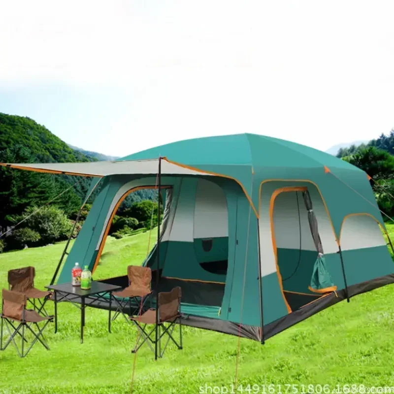 

Outdoor Camping Large Family Tent Double Layer Fabric Windproof Sun Protection Mosquito Control Two Bedrooms One Living Room New