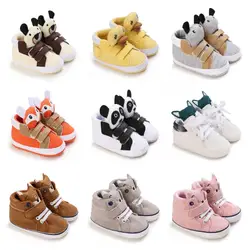 Scarpa da bambino classica Boy Girl Baby Cute Animal Face Casual Flat Sneaker First Baby stivaletto in cotone antiscivolo scarpe da passeggio calde