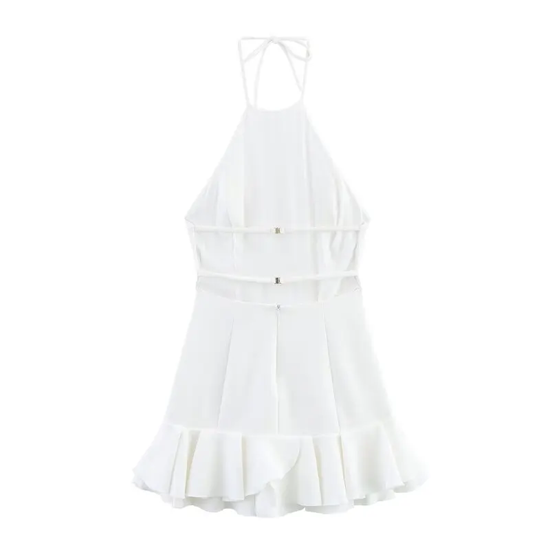 Verão 2025 Nova Moda Fena Versátil Vestido  com Camadas Decorativas e Decote Suspensório Estilo para o Trabalho Sem M...