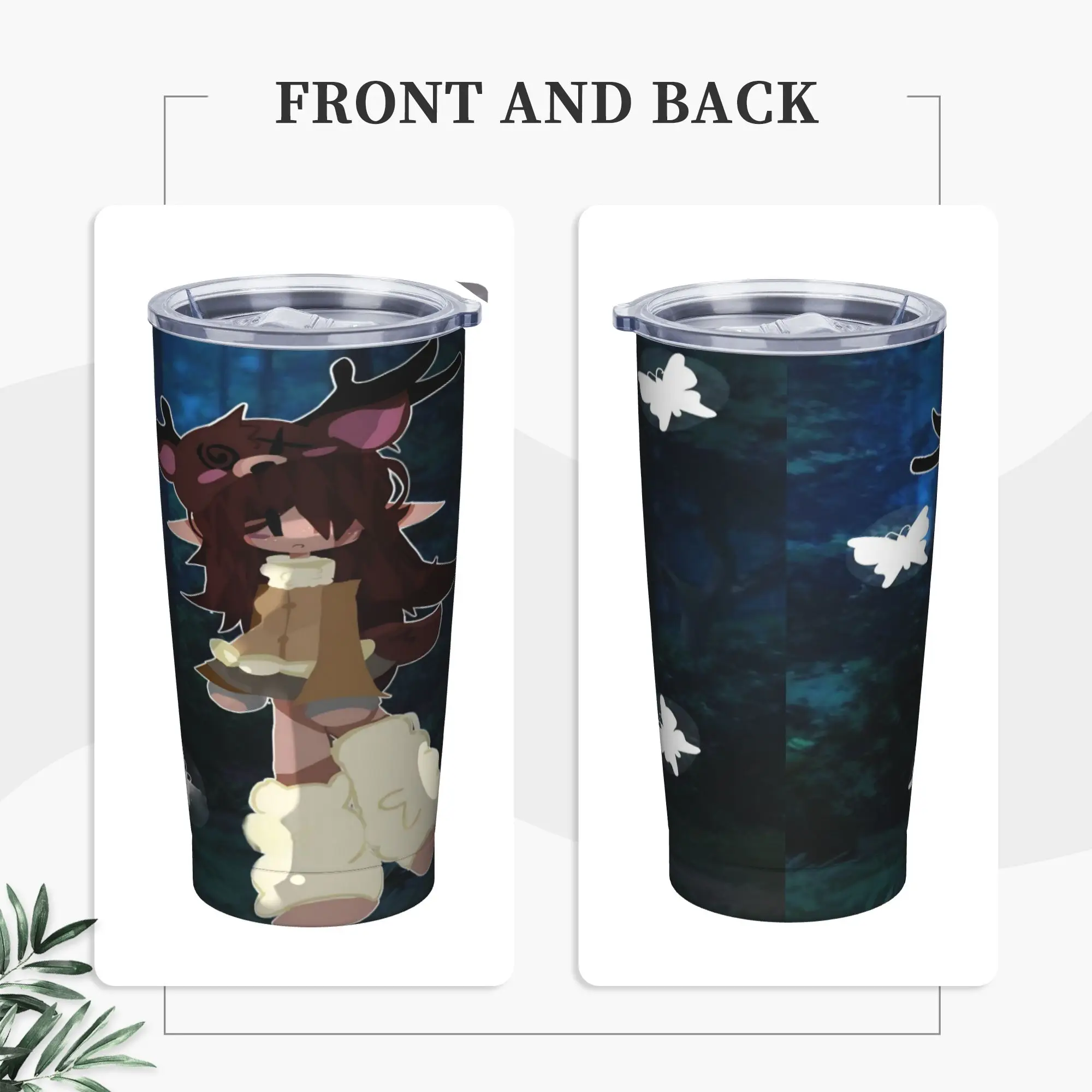 9-9 Nights in the Forest Insulated Tumbler with Lid Deer Game Vacuum Thermal Mug Outdoor Travel Hot Cold Drink Cups, 20oz