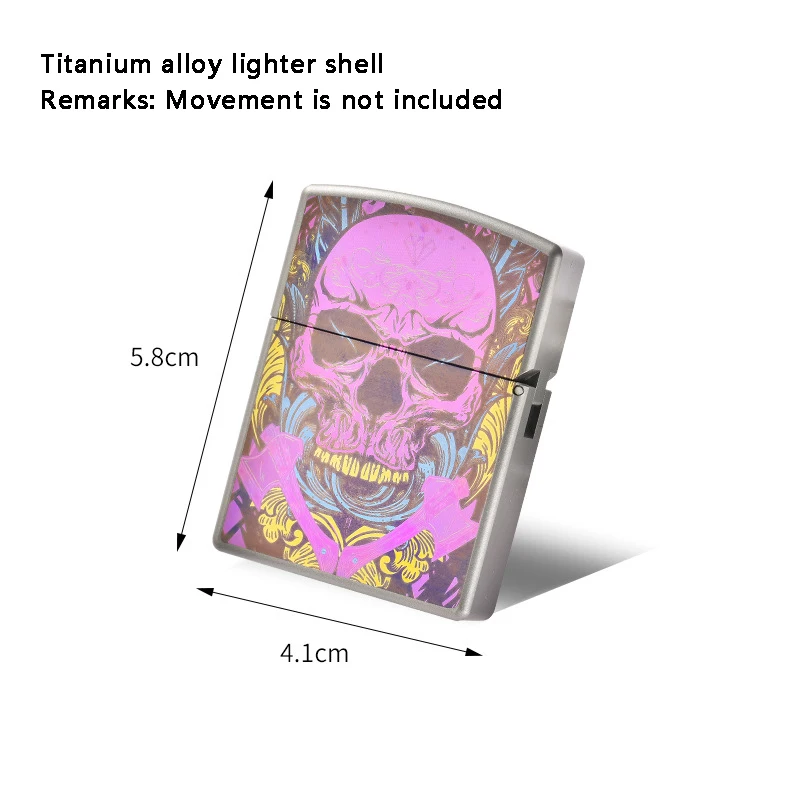 Pink Skull Titanium Alloy Lighter Shell CNC Precision Process EDC Outdoor Portable Durable Windproof Unique Gift (No Core)