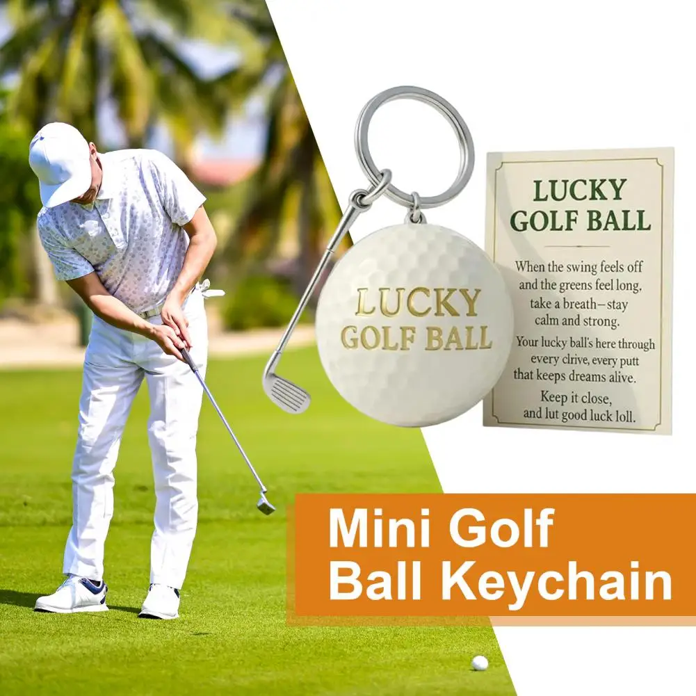 

Брелок для ключей в виде клюшки для гольфа, 2 шт., брелок-шарм в виде мяча для гольфа с металлическим клюшечным шармом, портативный талисман удачи, аксессуар для гольф-сумки