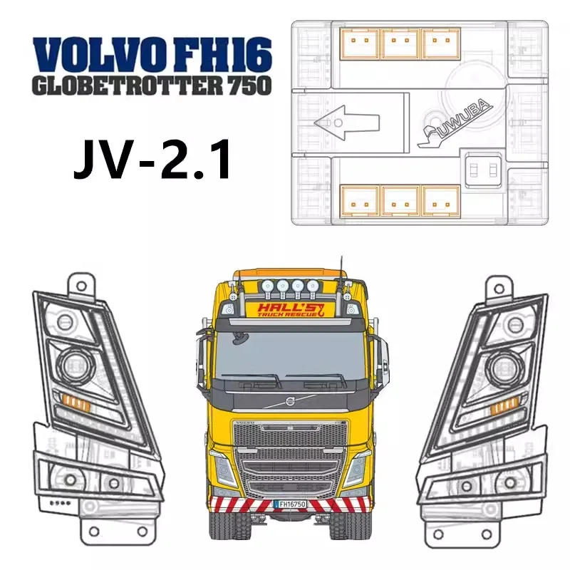 1:14 Grupa lamp wodnych do symulacji samochodów ciężarowych Tamiya RC Wywrotka VOLVO F16 750 56360 Części do samodzielnego montażu