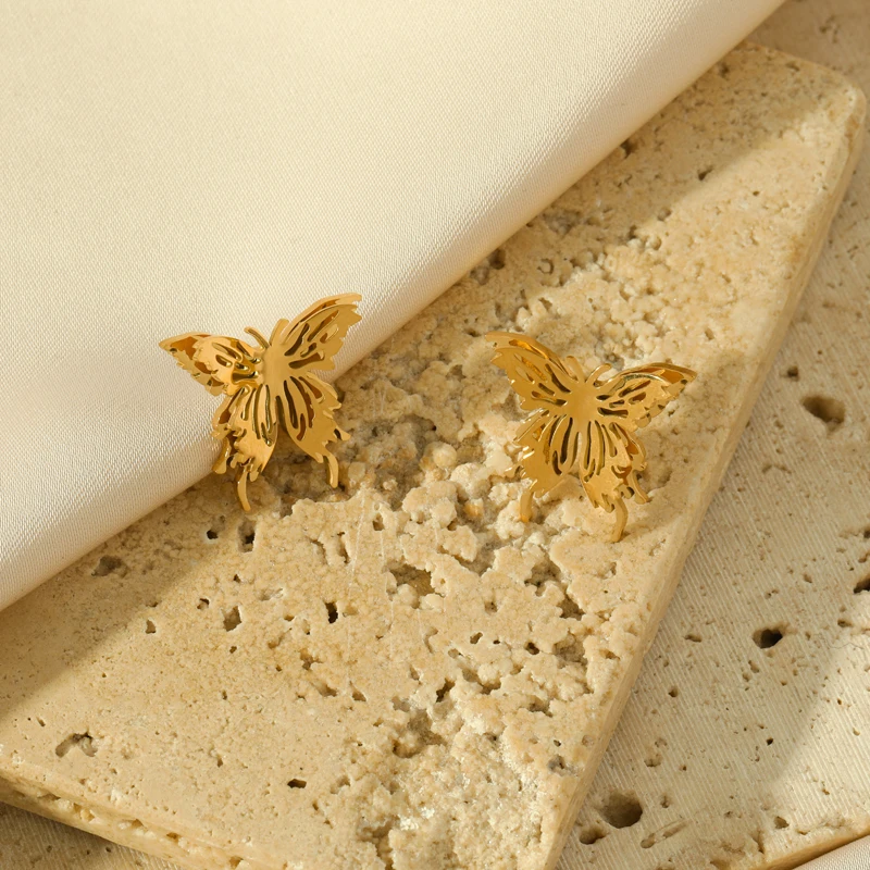 أقراط من الفولاذ المقاوم للصدأ من EILIECK للنساء ، مجوهرات أذن مقاومة للماء ، هدية العيد ، لون ذهبي ، موضة جديدة ، 316L #4