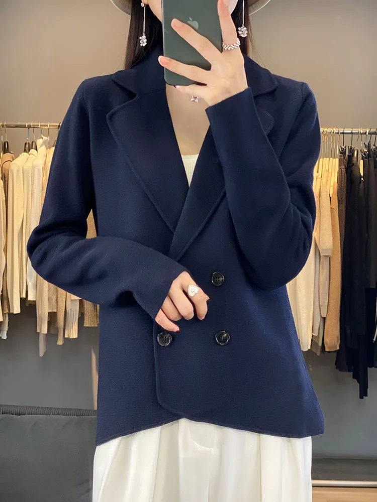 

Double-Sided Woolen Coat ort Suit Collar Women's Faion Slimming Outerwear Autumn Winter New Arrival Versatile Commute Sle