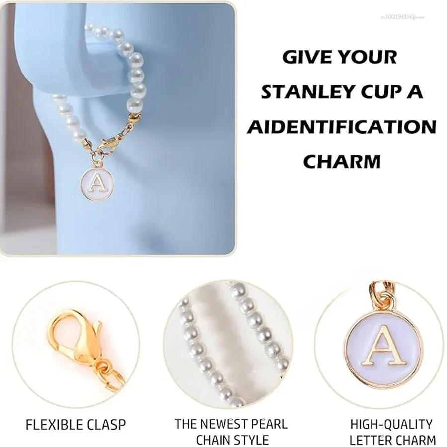 Lettre Charm pour Stanley Cup Pearl JoAccessrespiration, Poignée, Bouteille d'eau, Gobelet, Personnalisé, Nom initial, ID Décorations