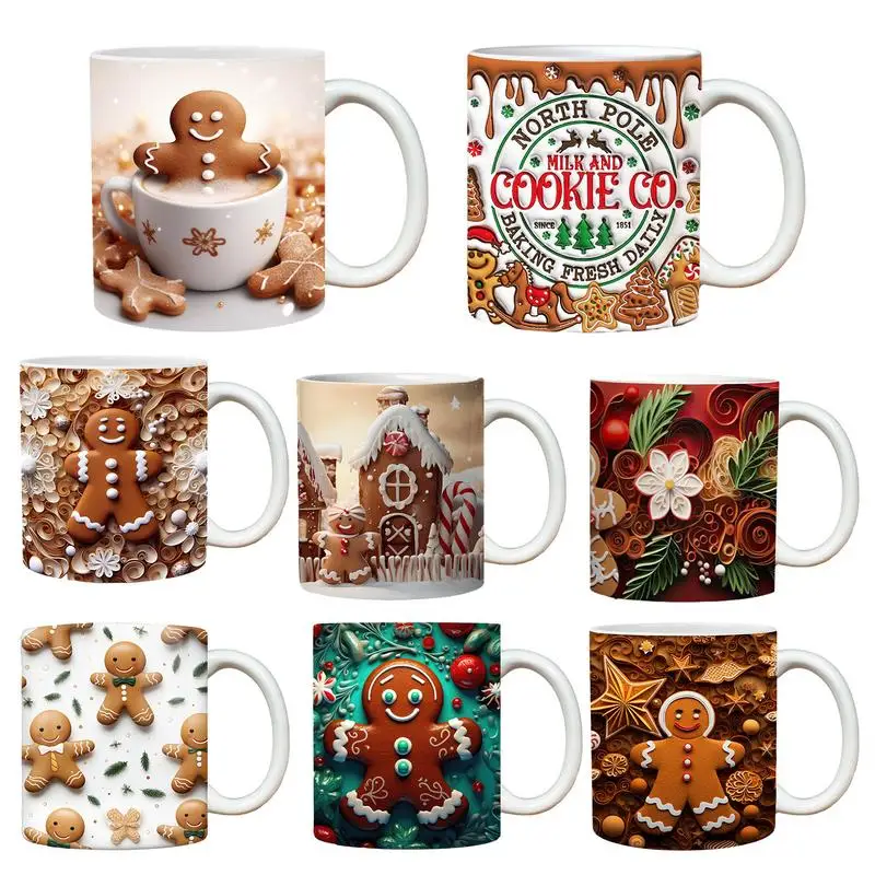 Tazas de café de cerámica con estampado 3D de hombre de jengibre, regalos de Navidad, taza de vino, cerveza, jugo, bebida, tazas de té, taza de café de jengibre para hombres, 350ml