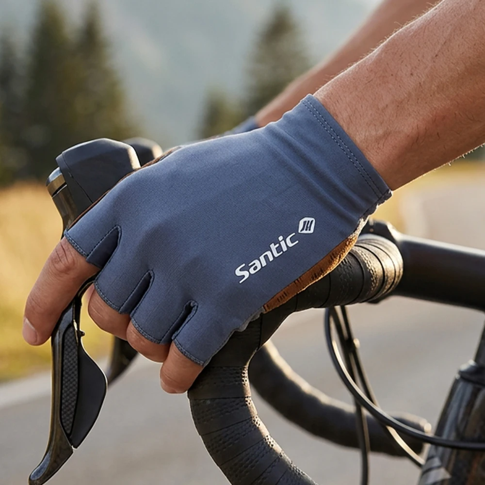 Santic 2026 Pro Half Finger Cycling Gloves Non-slip Road Bike Gloves Outdoor Breathable Shockproof Bicycle Sport Fitness Mittens